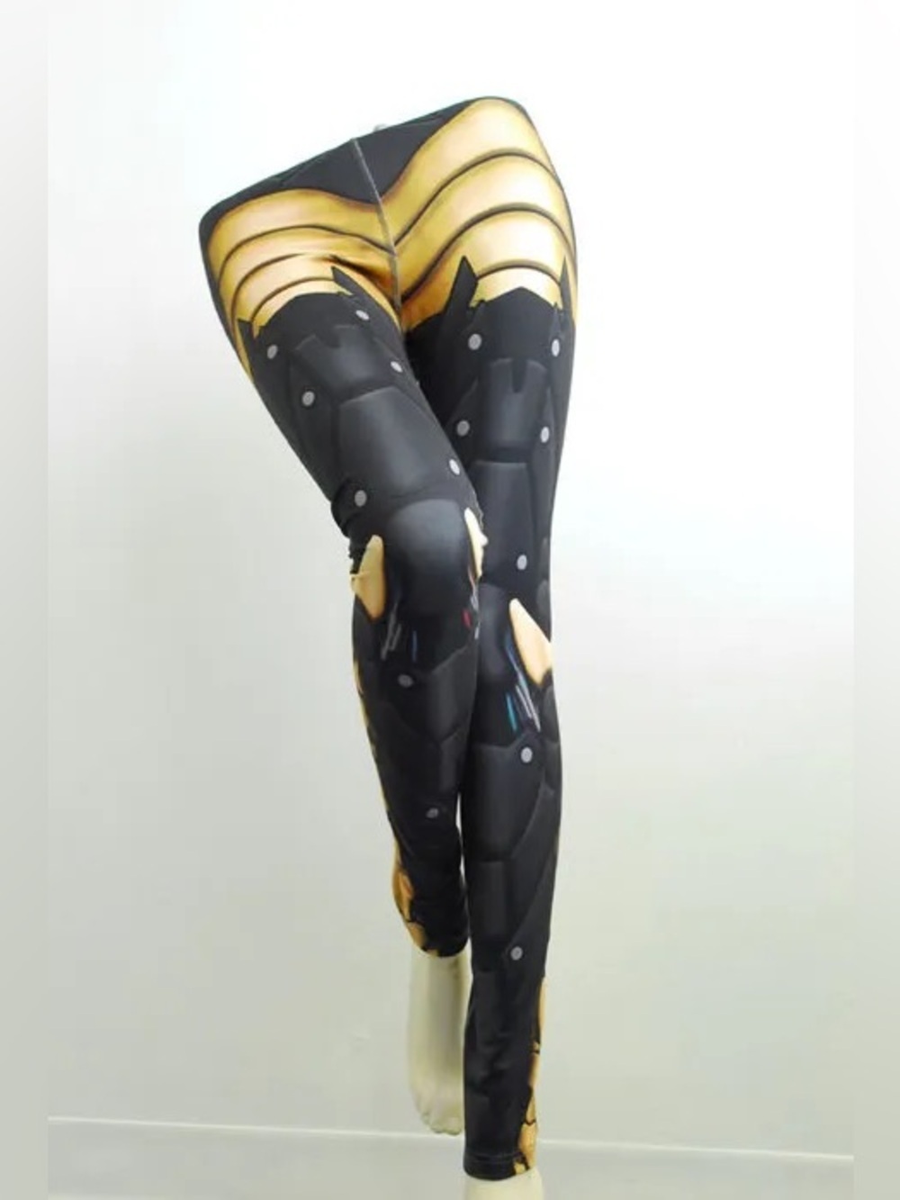 Mitmunk Handprinted Black & Gold Armour Printed Women's Leggings Size 3XL